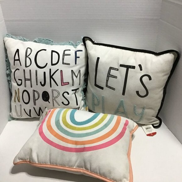 Girls Room  Decorative Throw Pillow 3 Piece Bundle Mix and Match Rainbow colors - Picture 2 of 16